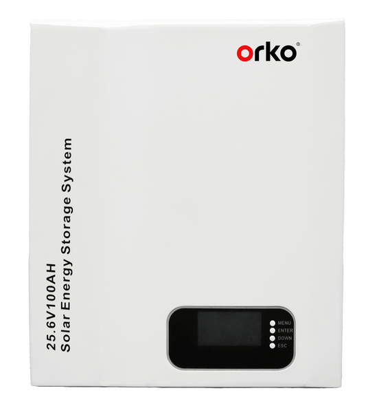 ORKO Athena A Series Wall-Mounted LiFePO₄ Battery 25.6V 100Ah (2.56kWh) – Reliable Energy Storage for Homes & Small Systems