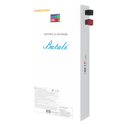Batali BA-34S-P 51.2V 150Ah (7.68kWh) LiFePO₄ Battery | 100A Max Discharge, 10000 Cycles, 3.5" Touch Screen, CAN/RS485, WiFi Monitoring
