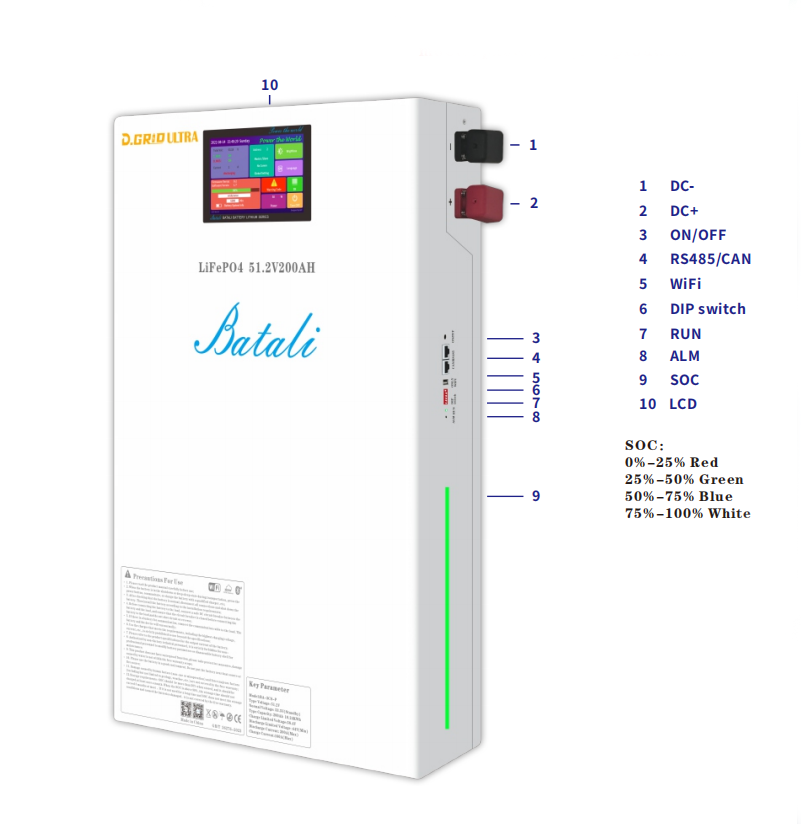 Batali BA-3CS-P 51.2V 200Ah 10.24kWh LiFePO₄ Battery | Solar Storage, Backup Power, Off-Grid Solutions